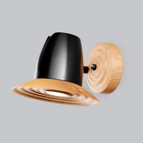 Бра Orbit Black Natural wood