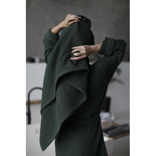 A set of waffle towels deep green