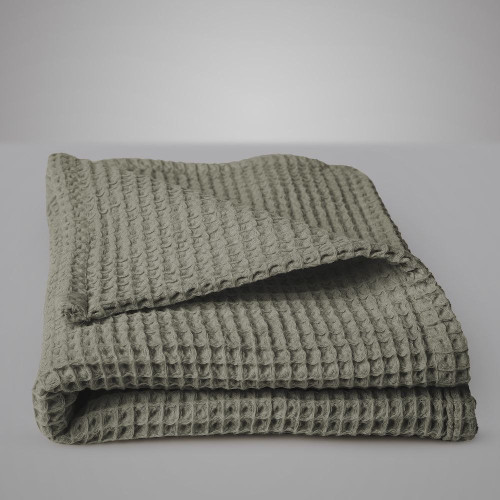 A set of waffle towels olive
