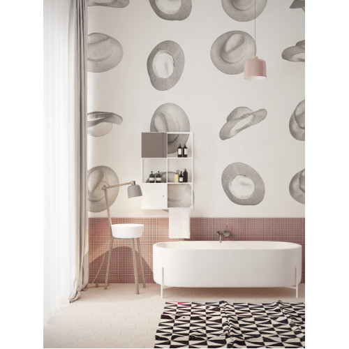 Designer wallpaper "Felt hats" / wallpaper bathroom