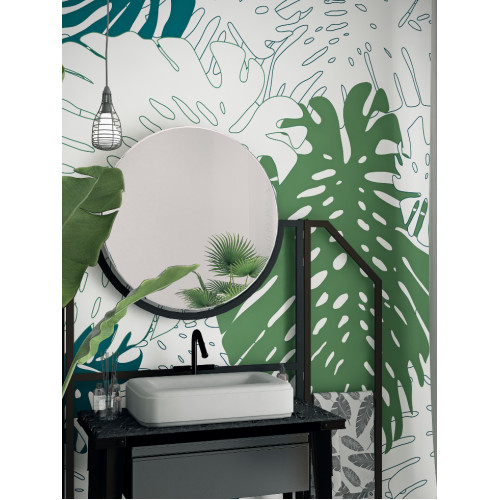 Дизайнерські шпалери "Монстера" / wallpaper bathroom